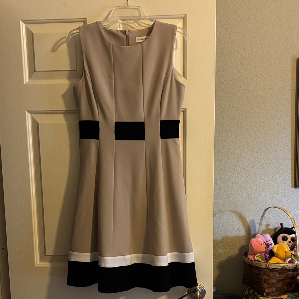 Calvin Klein Tan and Black Dress